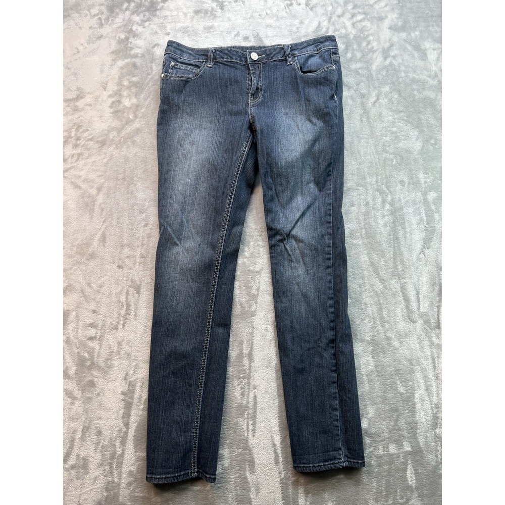 Buffalo Womens Sz 32 Blue Jean Josee Skinny Stretch Skull Jeweled Low Rise Faded